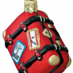 Inge Glass Lucky Red Suitcase Ornament Christmas