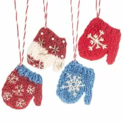 Midwest-CBK Knit Wool Snowflake Mitten Ornaments Christmas