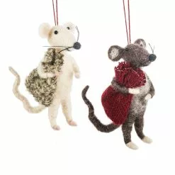 Midwest-CBK Wool Christmas Mice Ornaments