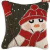 Laura Megroz Snowman With Mittens Hooked Pillow