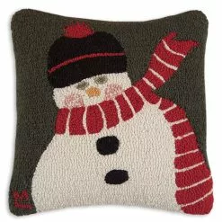 The Holiday Barn Christmas Snowman With Scarf Hooked Pillow