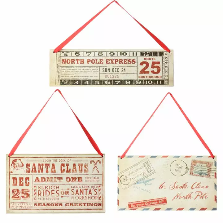 Raz Santa's Letter & Ticket Ornaments 4 Raz Santa's Letter & Ticket Ornaments