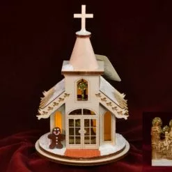 Ginger Cottages Chapel With Nativity Balsa Wood Ornament