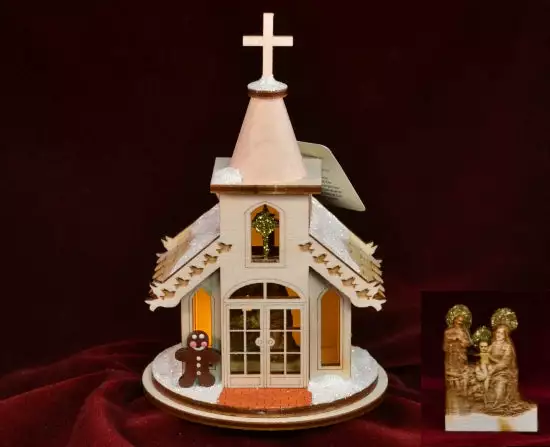 Ginger Cottages Chapel With Nativity Balsa Wood Ornament 3 Ginger Cottages Chapel With Nativity Balsa Wood Ornament