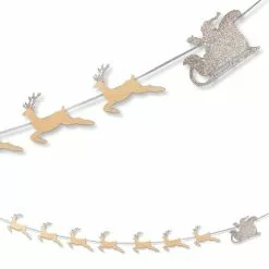 Bethany Lowe Santa & Reindeer Garland Platinum