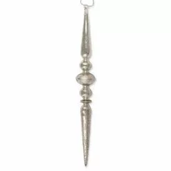 Bethany Lowe Antique Silver Glass Icicle Finial Ornament - 13.5"