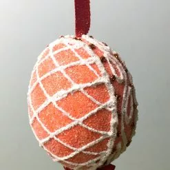 TheHolidayBarn.com Apricot Sugar Lattice Egg Ornament