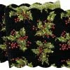 TheHolidayBarn.com April Cornell Quilted Holly Table Runner, Black