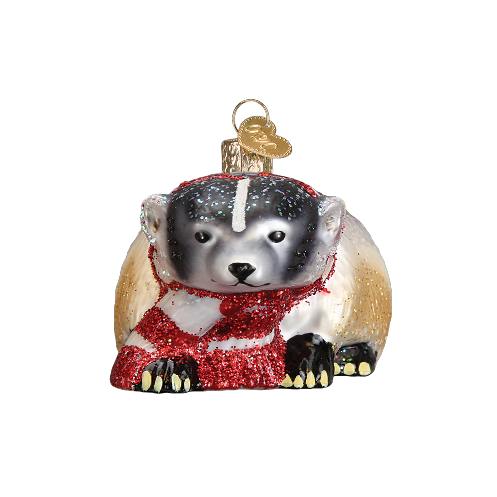 Old World Christmas Badger With Scarf Ornament 6 Old World Christmas Badger With Scarf Ornament