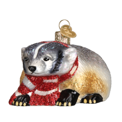 Old World Christmas Badger With Scarf Ornament