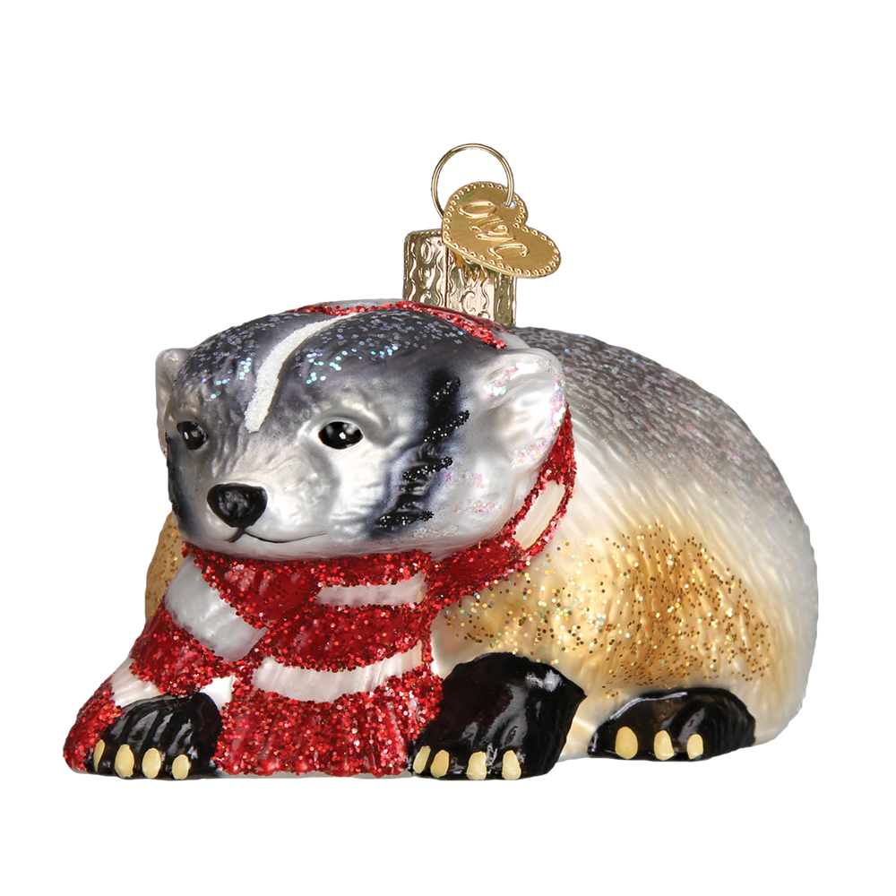 Old World Christmas Badger With Scarf Ornament 3 Old World Christmas Badger With Scarf Ornament