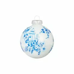 Raz New! Chinese Blossom Ball Ornament, Blue & White