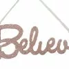 TheHolidayBarn.com New! Glittered Believe Ornament, Rose Gold