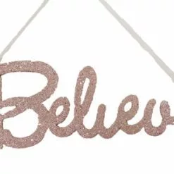TheHolidayBarn.com New! Glittered Believe Ornament, Rose Gold