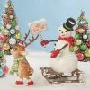 Bethany Lowe Oh What Fun! Reindeer Pulling Snowman On Sled New! 2 Bethany Lowe Oh What Fun! Reindeer Pulling Snowman On Sled New!