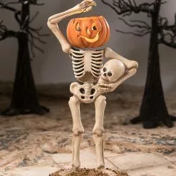 Bethany Lowe New! Pumpkin Bucket Head Skelly