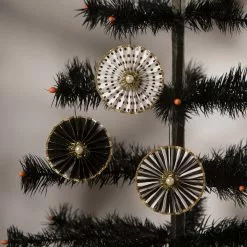 Bethany Lowe New! Black & White Rosette Ornaments