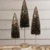 Bethany Lowe Black Bottle Brush Trees With Gold Glitter