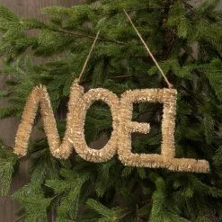 Ragon House Bottle Brush Noel Ornament / Sign, Natural New!