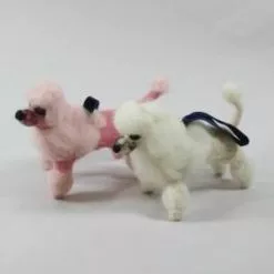 Cody Foster Bouffant Pink & White Poodle Ornaments