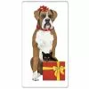 Mary Lake-Thompson Boxer And Cat Christmas Morning Flour Sack Towel