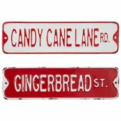 Raz Candy Cane Lane And Gingerbread Street Signs