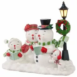 Raz Caroling Snowmen With Lighted Lamppost New!
