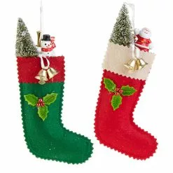 Raz New! Christmas Craft Fair Felt Stocking Ornaments