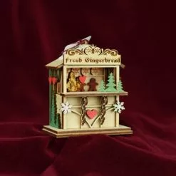 Ginger Cottages Gingerbread Market Wood Ornament New!