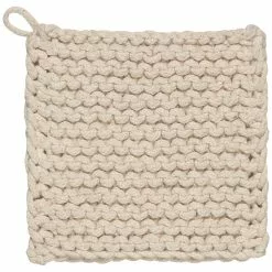TheHolidayBarn.com Chunky Knit Cotton Potholders, Natural