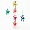 One Hundred 80 Degrees Colorful Retro Santa Ornaments, Flocked New!