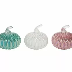 TheHolidayBarn.com Diamond Pattern Pastel Glass Pumpkins New!