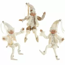 Raz Winter White Posable Elves, 16