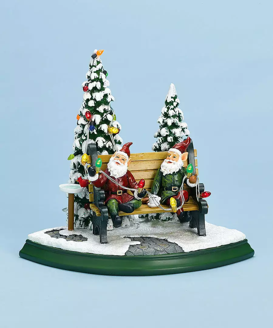The Holiday Barn Christmas Music Boxes Elves On Bench Music Box 3 The Holiday Barn Christmas Music Boxes Elves On Bench Music Box