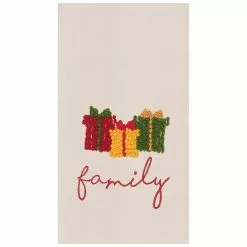 TheHolidayBarn.com "Family" Christmas Gifts Flour Sack Kitchen Towel New!