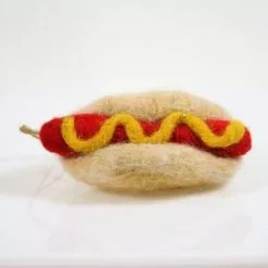 Cody Foster Famous Hot Dog Ornament - Wool Felted Christmas