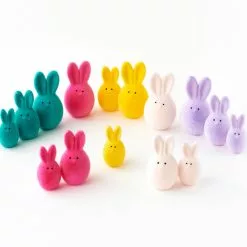 TheHolidayBarn.com New! Colorful Flocked Bunny Family