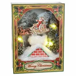 Raz New! Flying Santa Lighted Shadowbox