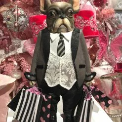 Katherine's Collection French Bull Dog With Shopping Bags New!