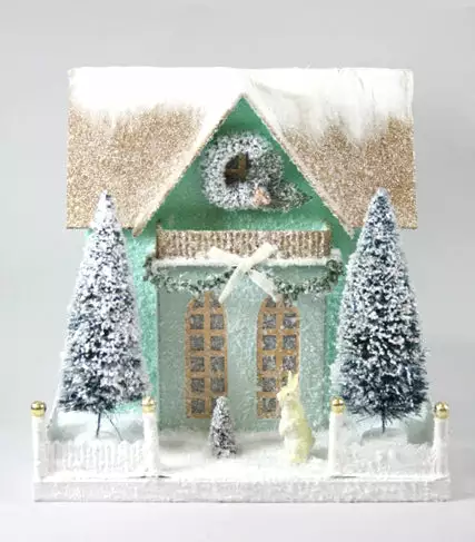 Cody Foster Frosty Cottage With Bunny Putz House New!