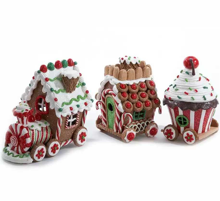 Kurt Adler Gingerbread Train With Lights New! 3 Kurt Adler Gingerbread Train With Lights New!