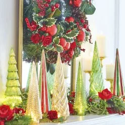 Raz Gold Mercury Glass Trees With Lights New!