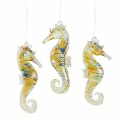 TheHolidayBarn.com Christmas Art Glass Seahorse Ornaments