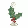 Bethany Lowe Glittered Holly Leaf Placecard Holder