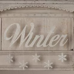Bethany Lowe Winter Tin Sign With Snowflakes New!