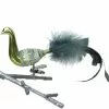 Old German Christmas Celadon Green Bird With Feathers Ornament Clip