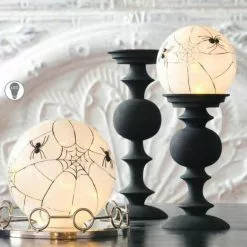 TheHolidayBarn.com Illuminated Spooky Spider Web Globes New!