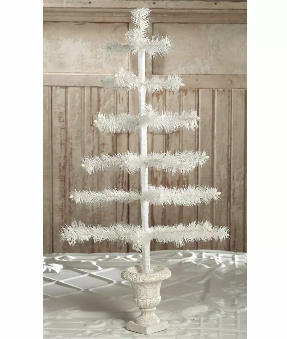 Bethany Lowe Ivory Feather Tree In Urn Base Christmas 3 Bethany Lowe Ivory Feather Tree In Urn Base Christmas