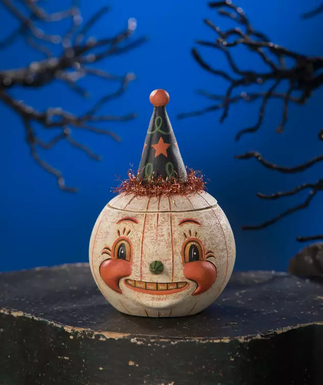 Bethany Lowe Jackie White-O-Ween Pumpkin Jar New! 3 Bethany Lowe Jackie White-O-Ween Pumpkin Jar New!