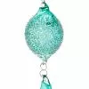 TheHolidayBarn.com Jim Marvin Light Turquoise Beaded Glass Teardrop, 19" New!